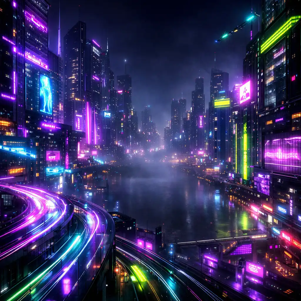 Neon cyberpunk város