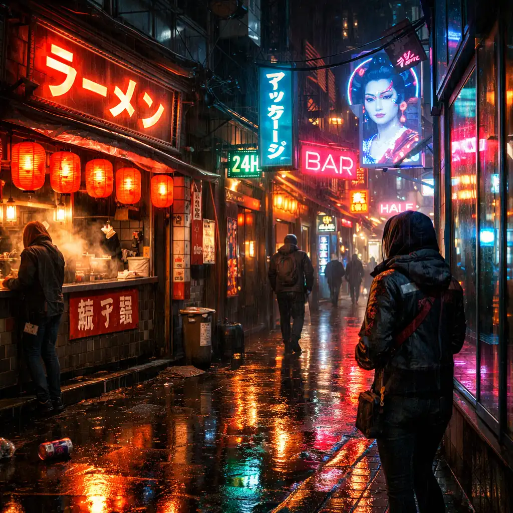 Közeli neon városi részlet