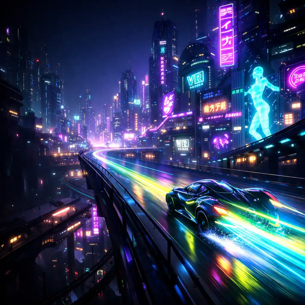 Neon városi runner jelenet